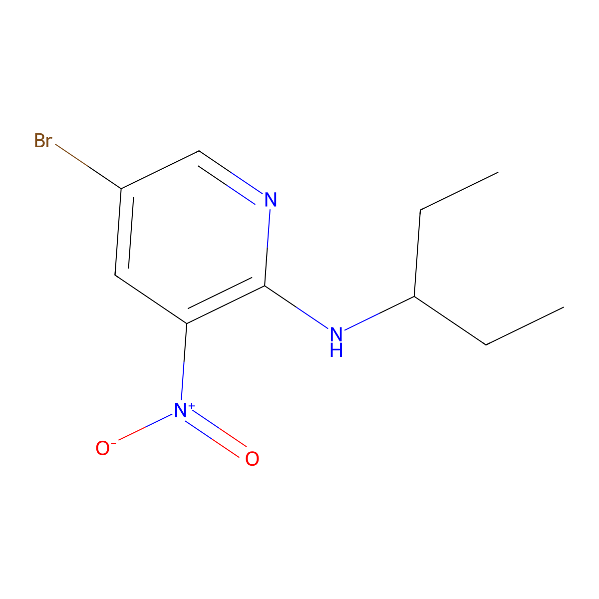 5-bromo-N-(1-ethylpropyl)-3-nitro-2-pyridinamine molecular structure, CAS 1306102-61-3