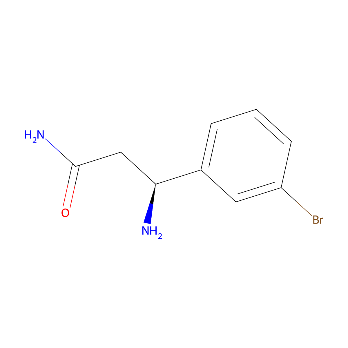 (3S)-3-amino-3-(3-bromophenyl)propanamide molecular structure, CAS 1306136-92-4