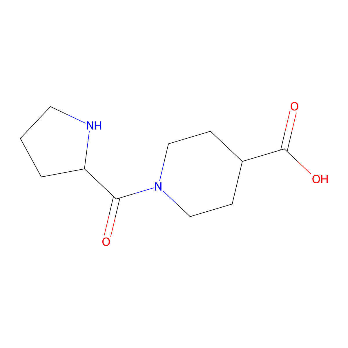 1-[(2S)-pyrrolidine-2-carbonyl]piperidine-4-carboxylic acid molecular structure, CAS 1306137-09-6