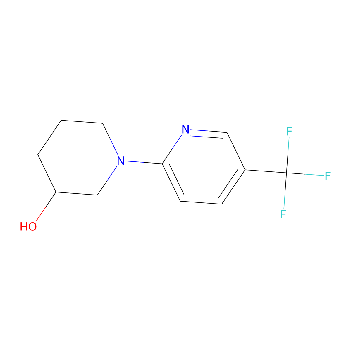 1-(5-(Trifluoromethyl)pyridin-2-yl)piperidin-3-ol molecular structure, CAS 1306164-11-3