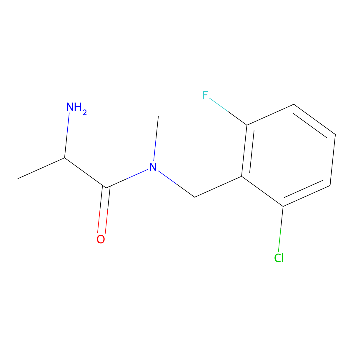 (S)-2-Amino-N-(2-chloro-6-fluoro-benzyl)-N-methyl-propionamide molecular structure, CAS 1306164-32-8