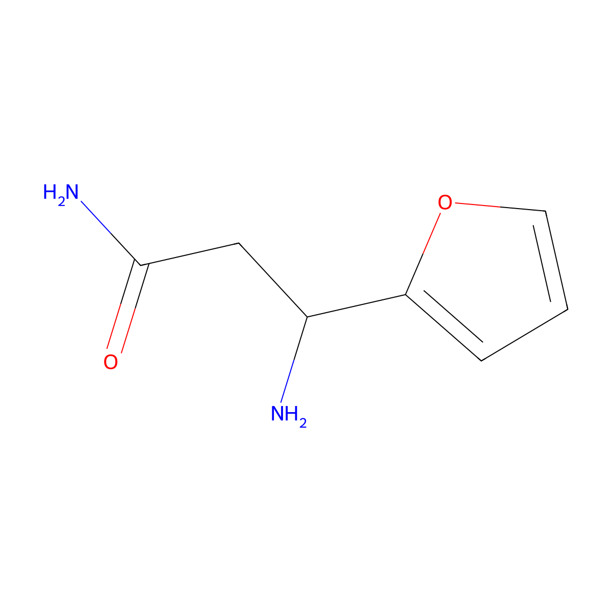 (3R)-3-amino-3-(furan-2-yl)propanamide molecular structure, CAS 1306166-04-0