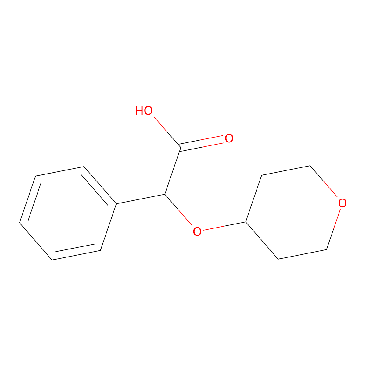 2-(Oxan-4-yloxy)-2-phenylacetic acid molecular structure, CAS 1306175-72-3