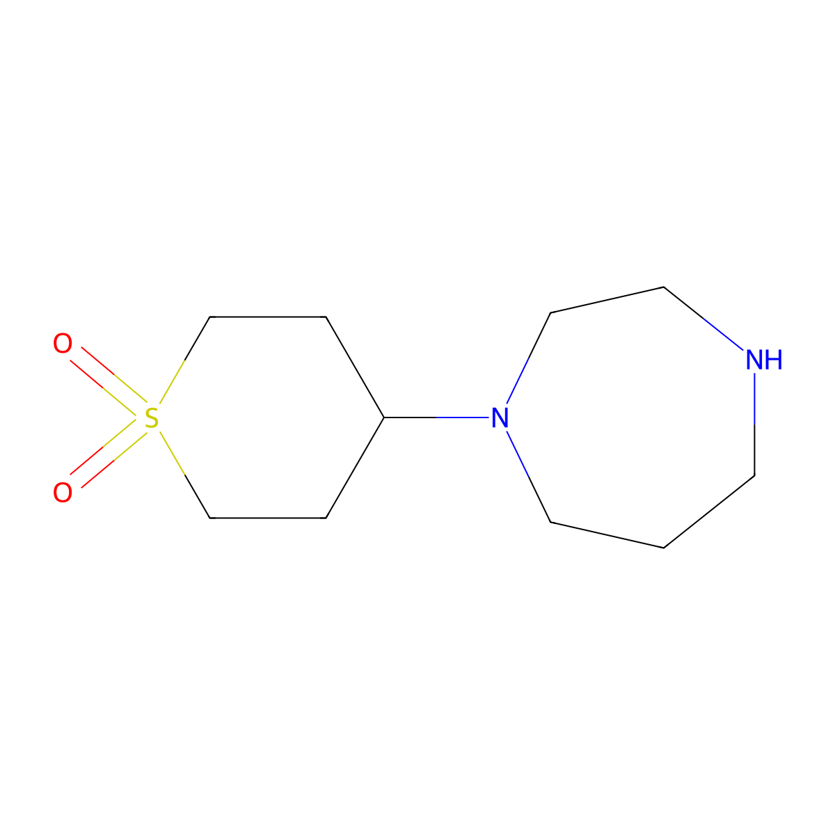 4-(1,4-diazepan-1-yl)tetrahydro-2H-thiopyran 1,1-dioxide molecular structure, CAS 1306179-38-3