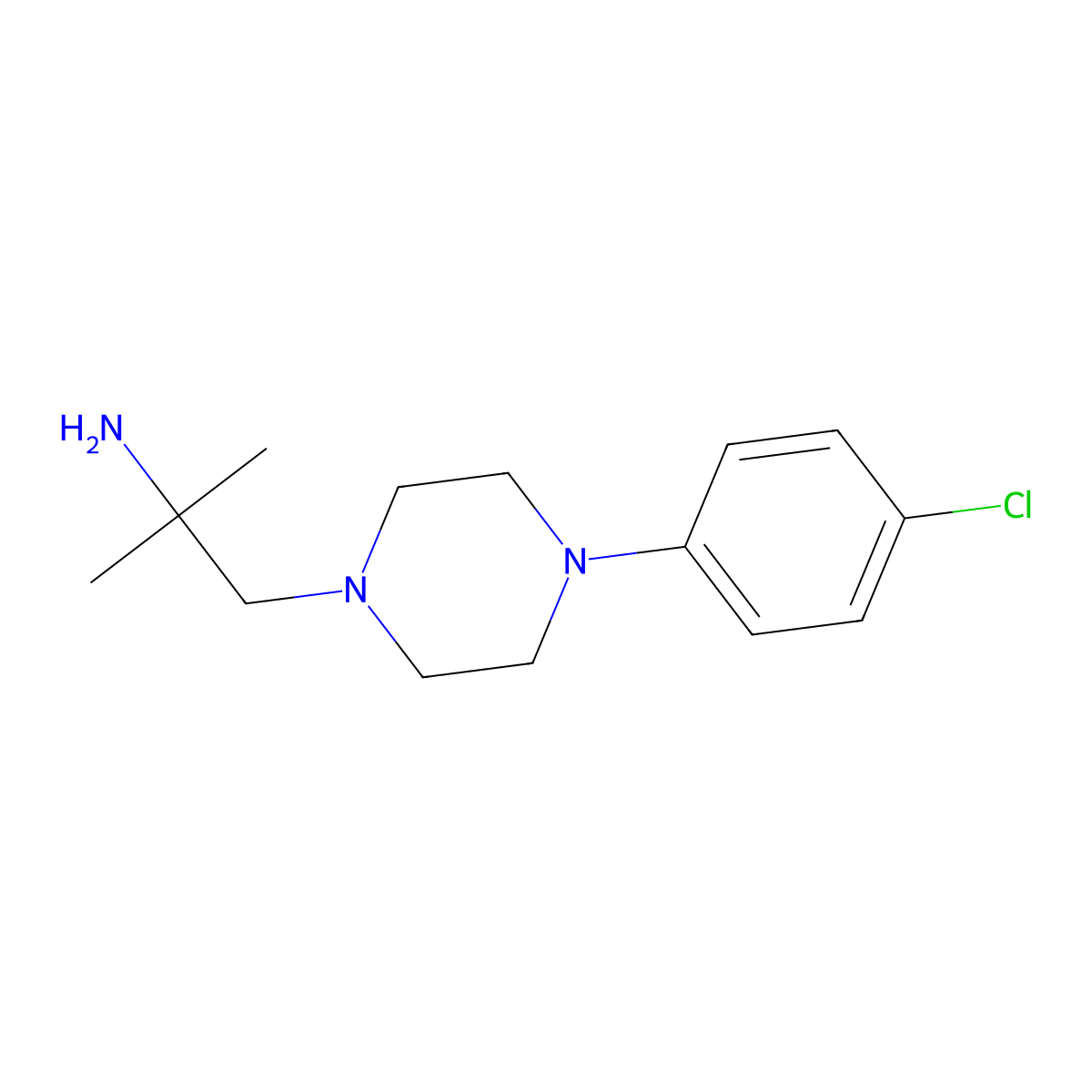 1-[4-(4-Chlorophenyl)piperazin-1-yl]-2-methylpropan-2-amine molecular structure, CAS 1306199-31-4