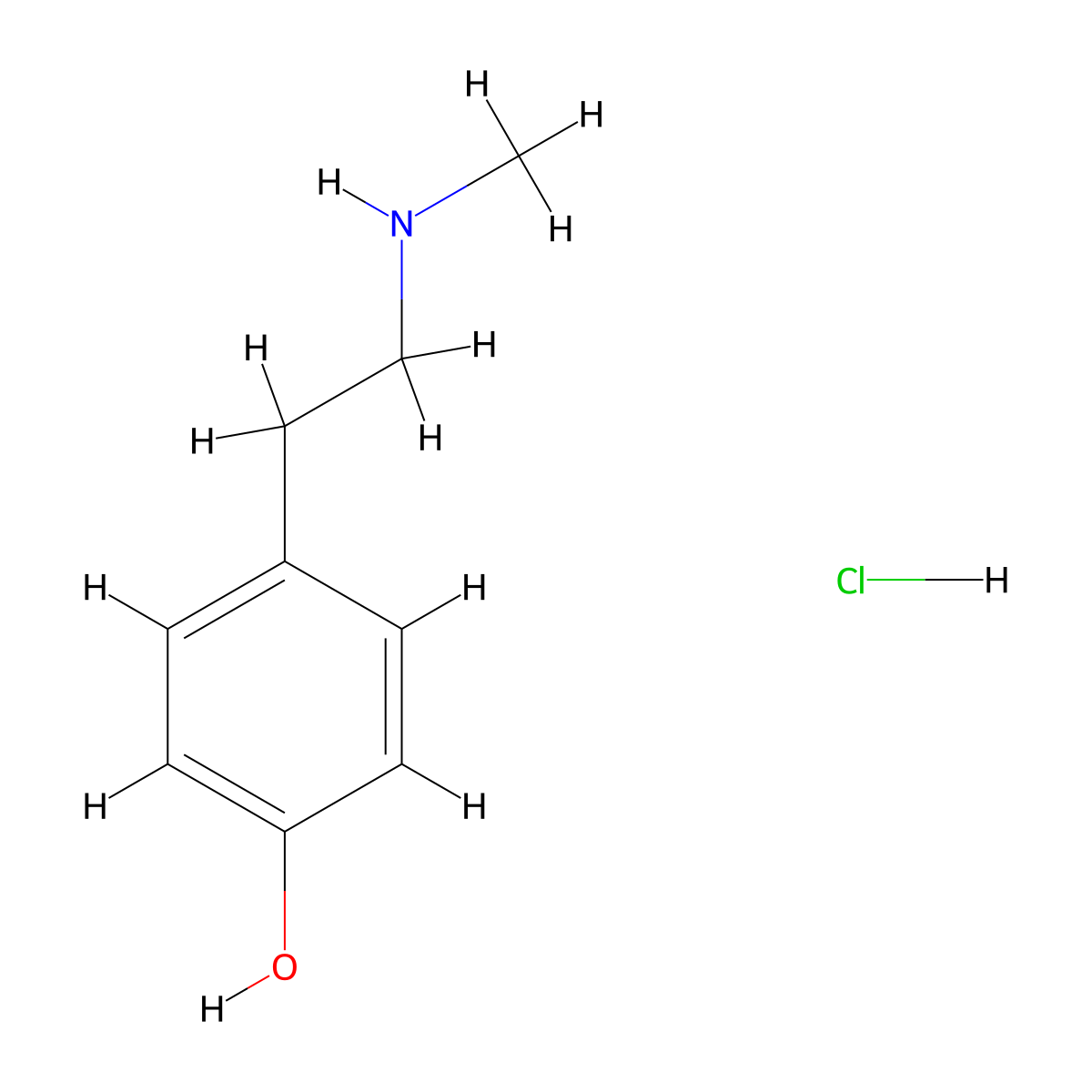 N-Methyltyramine hydrochloride molecular structure, CAS 13062-76-5