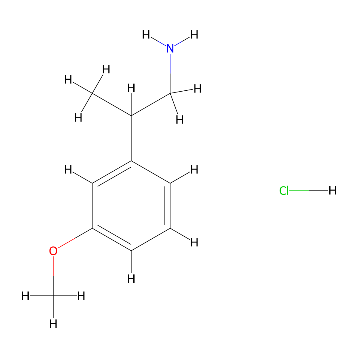 Benzeneethanamine, 3-methoxy-beta-methyl-, hydrochloride (1:1) molecular structure, CAS 13062-95-8