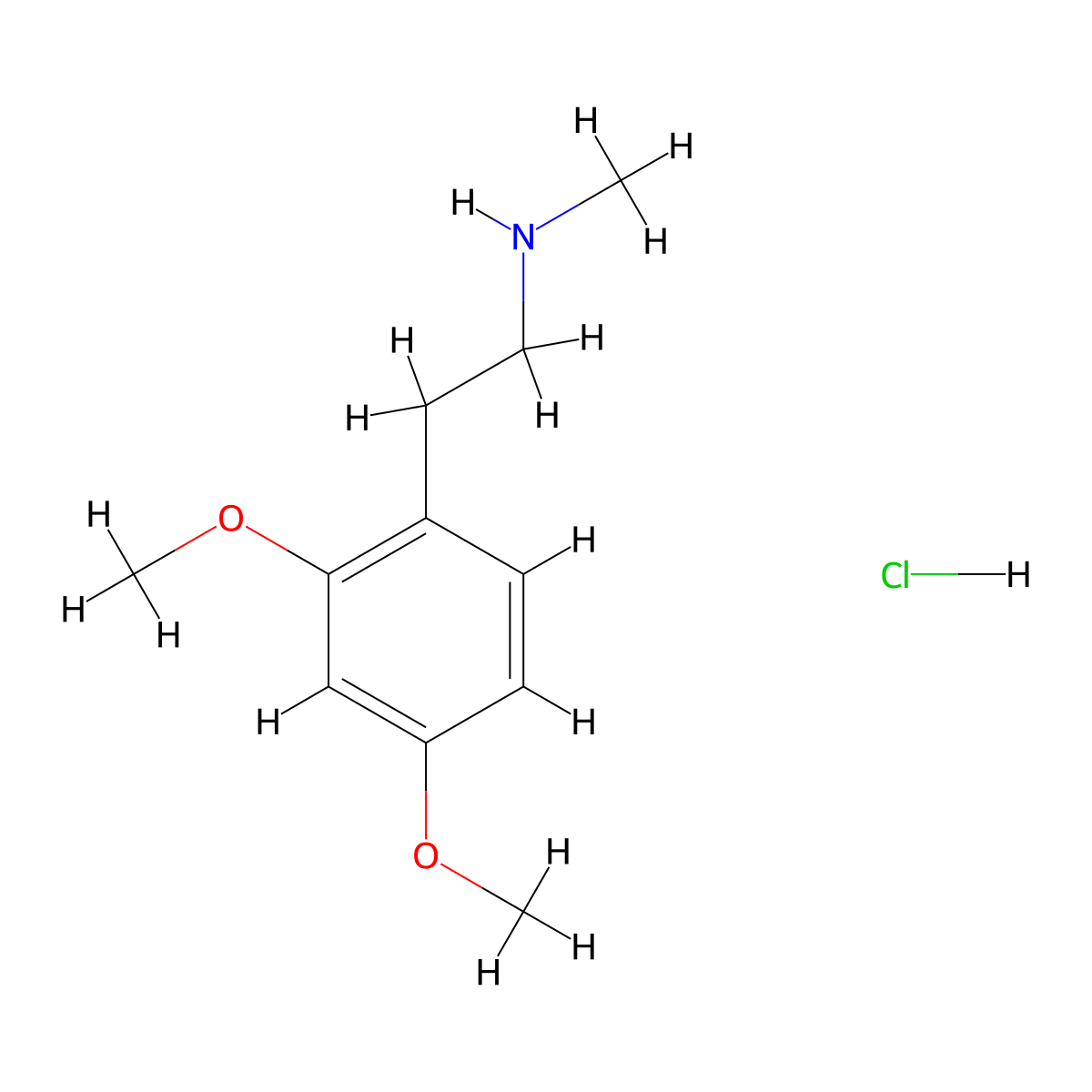 Phenethylamine, 2,4-dimethoxy-N-methyl-, hydrochloride molecular structure, CAS 13062-99-2
