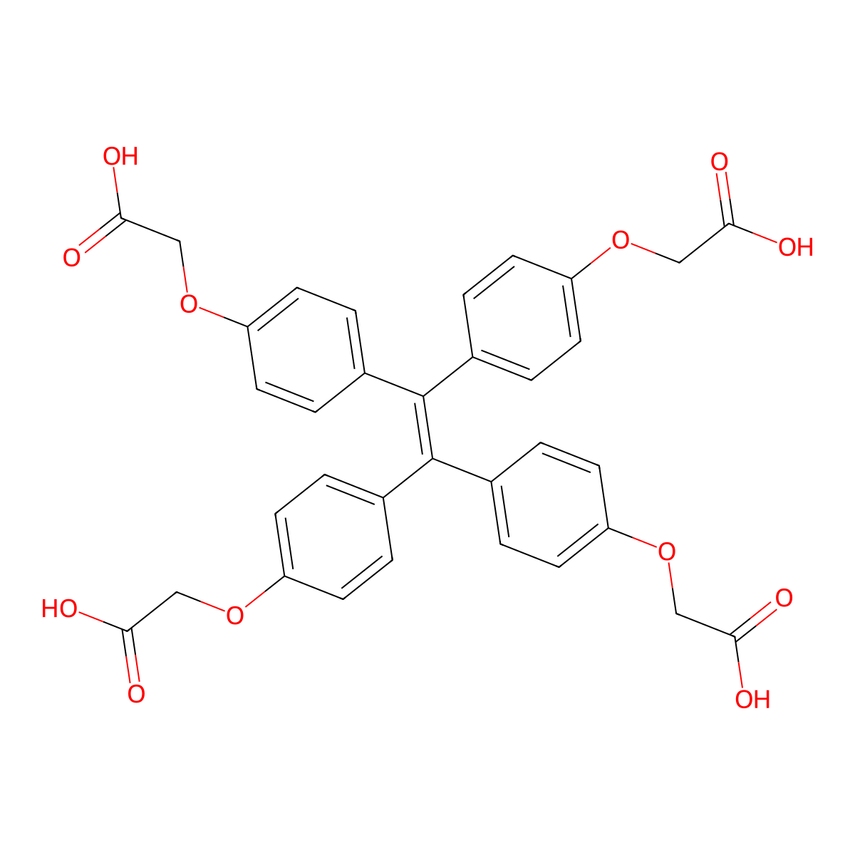 2,2',2'',2'''-((Ethene-1,1,2,2-tetrayltetrakis(benzene-4,1-diyl))tetrakis(oxy))tetraacetic acid molecular structure, CAS 1306201-16-0