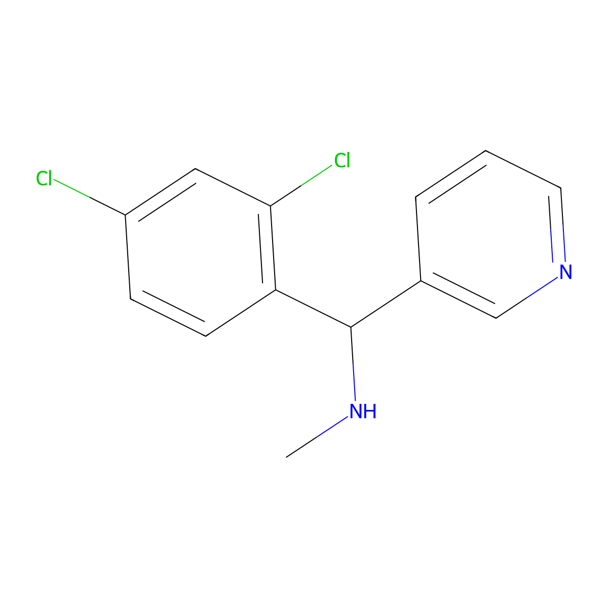 [(2,4-Dichlorophenyl)(pyridin-3-yl)methyl](methyl)amine molecular structure, CAS 1306225-07-9