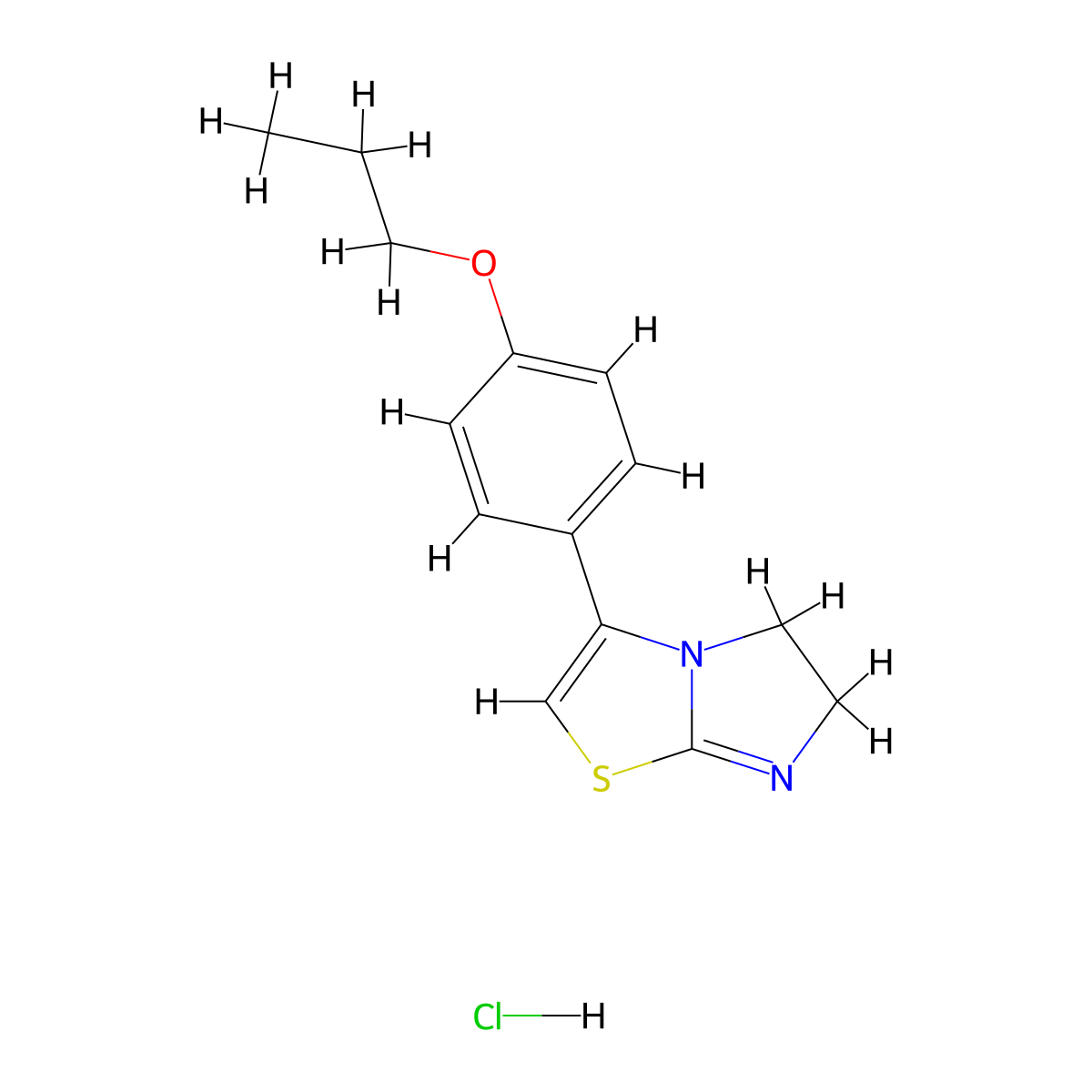 Imidazo(2,1-b)thiazole, 5,6-dihydro-3-(4-propoxyphenyl)-, monohydrochloride molecular structure, CAS 130623-59-5