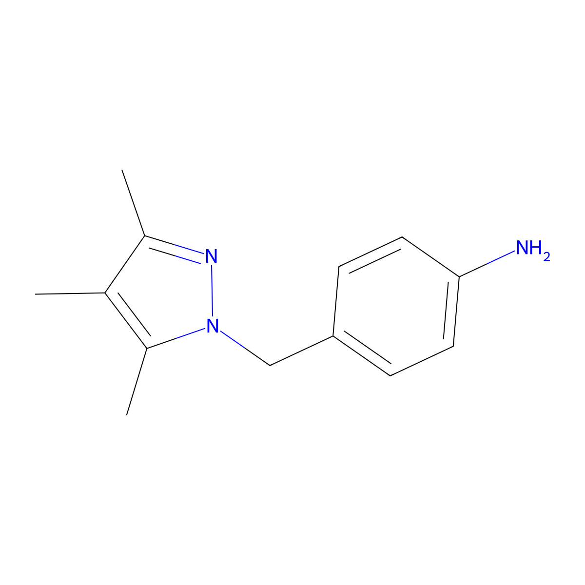 4-((3,4,5-trimethyl-1H-pyrazol-1-yl)methyl)aniline molecular structure, CAS 1306230-17-0