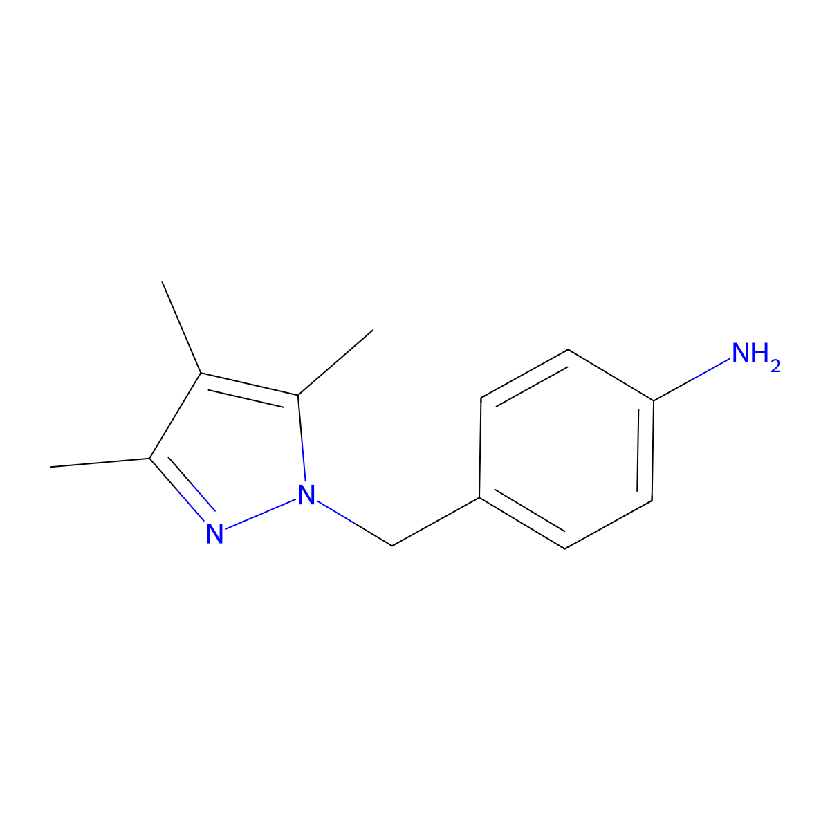 4-((3,4,5-trimethyl-1H-pyrazol-1-yl)methyl)aniline molecular structure, CAS 1306230-17-0