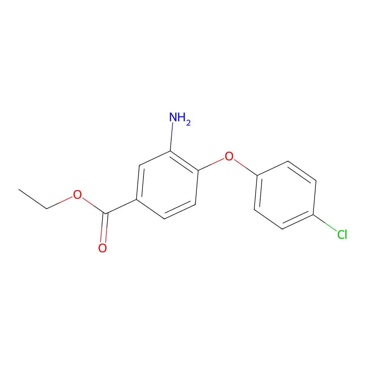 Ethyl 3-amino-4-(4-chlorophenoxy)benzoate molecular structure, CAS 1306231-79-7