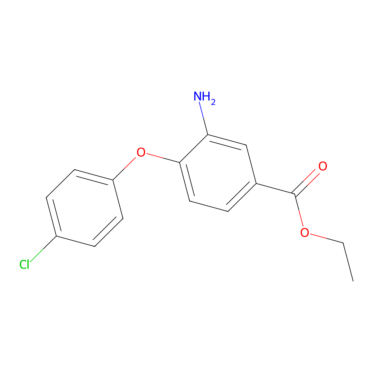 Ethyl 3-amino-4-(4-chlorophenoxy)benzoate molecular structure, CAS 1306231-79-7