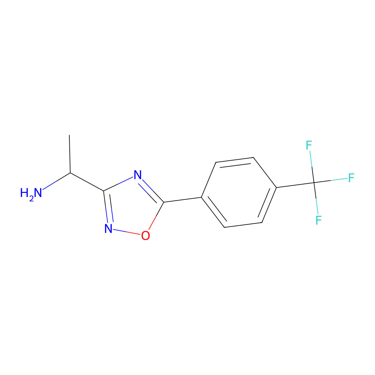 1-(5-(4-(Trifluoromethyl)phenyl)-1,2,4-oxadiazol-3-yl)ethan-1-amine molecular structure, CAS 1306237-35-3