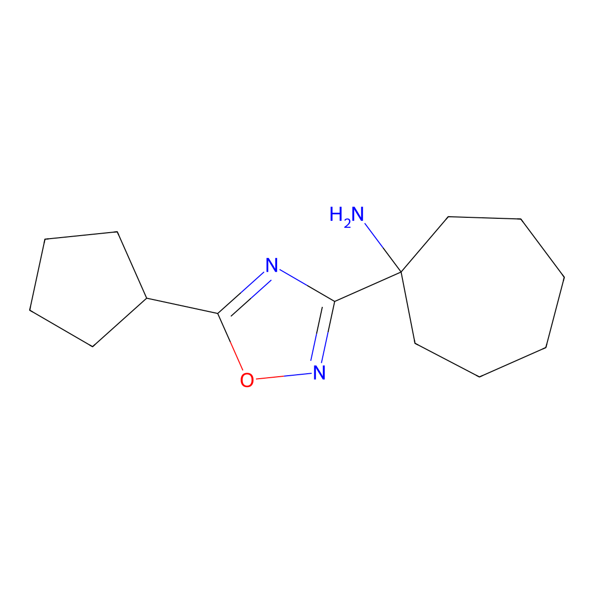 1-(5-Cyclopentyl-1,2,4-oxadiazol-3-yl)cycloheptan-1-amine molecular structure, CAS 1306238-06-1