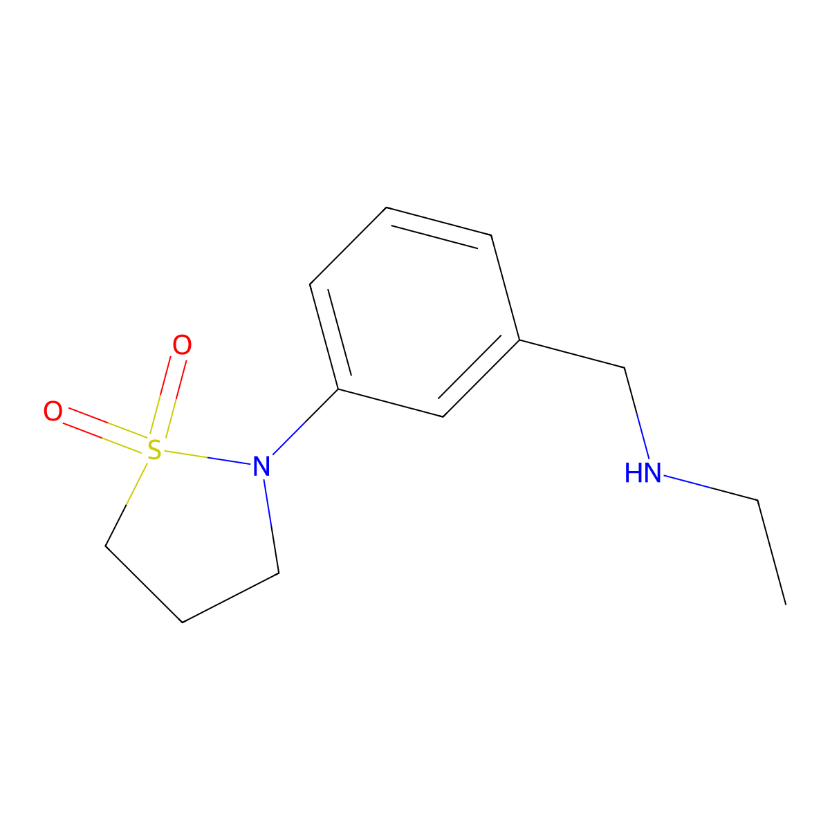 2-{3-[(Ethylamino)methyl]phenyl}-1lambda6,2-thiazolidine-1,1-dione molecular structure, CAS 1306238-75-4