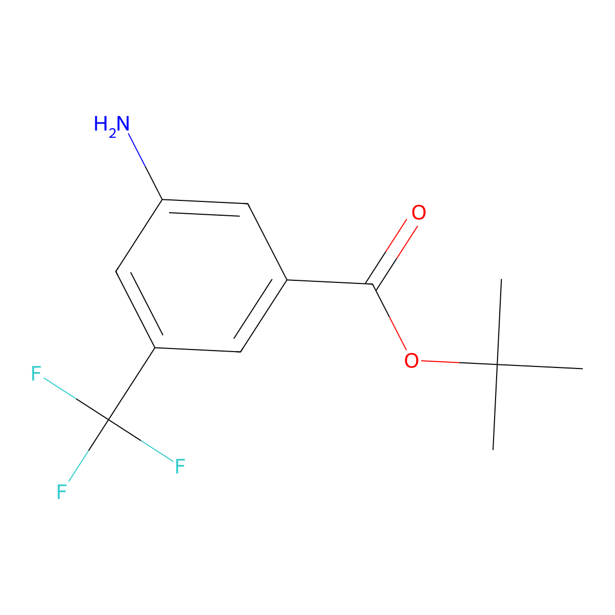 Tert-butyl 3-amino-5-(trifluoromethyl)benzoate molecular structure, CAS 1306258-17-2