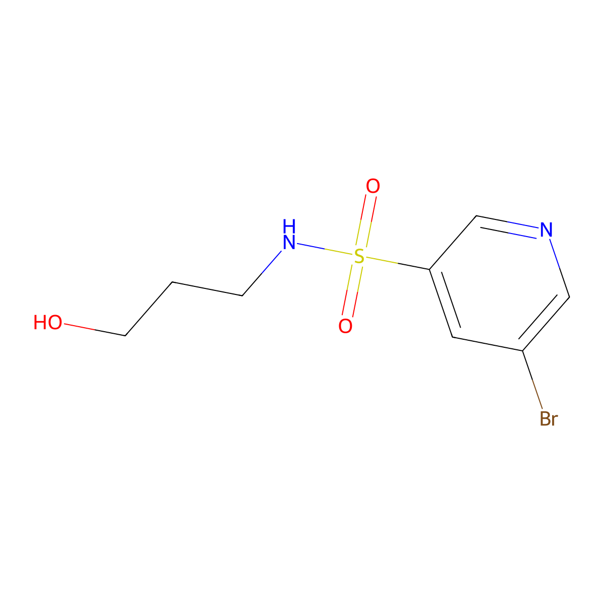 5-bromo-N-(3-hydroxypropyl)pyridine-3-sulfonamide molecular structure, CAS 1306272-12-7