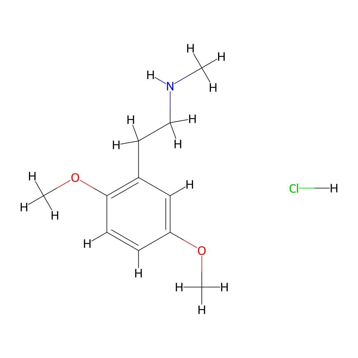 Phenethylamine, 2,5-dimethoxy-N-methyl-, hydrochloride molecular structure, CAS 13063-01-9