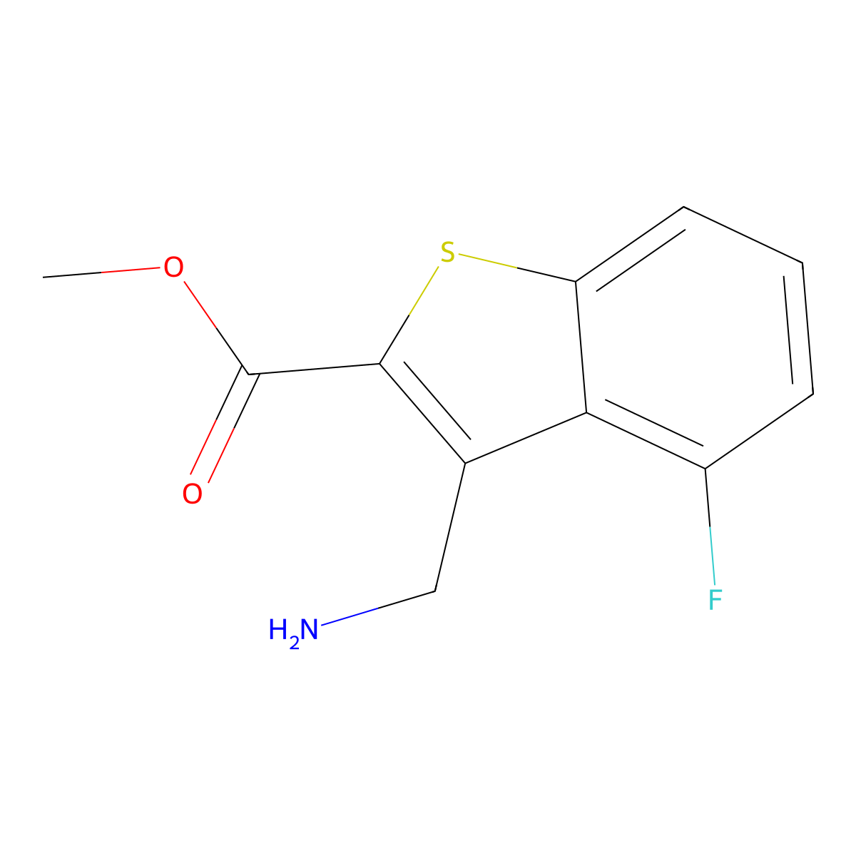 Methyl 3-(aminomethyl)-4-fluoro-1-benzothiophene-2-carboxylate molecular structure, CAS 1306310-30-4