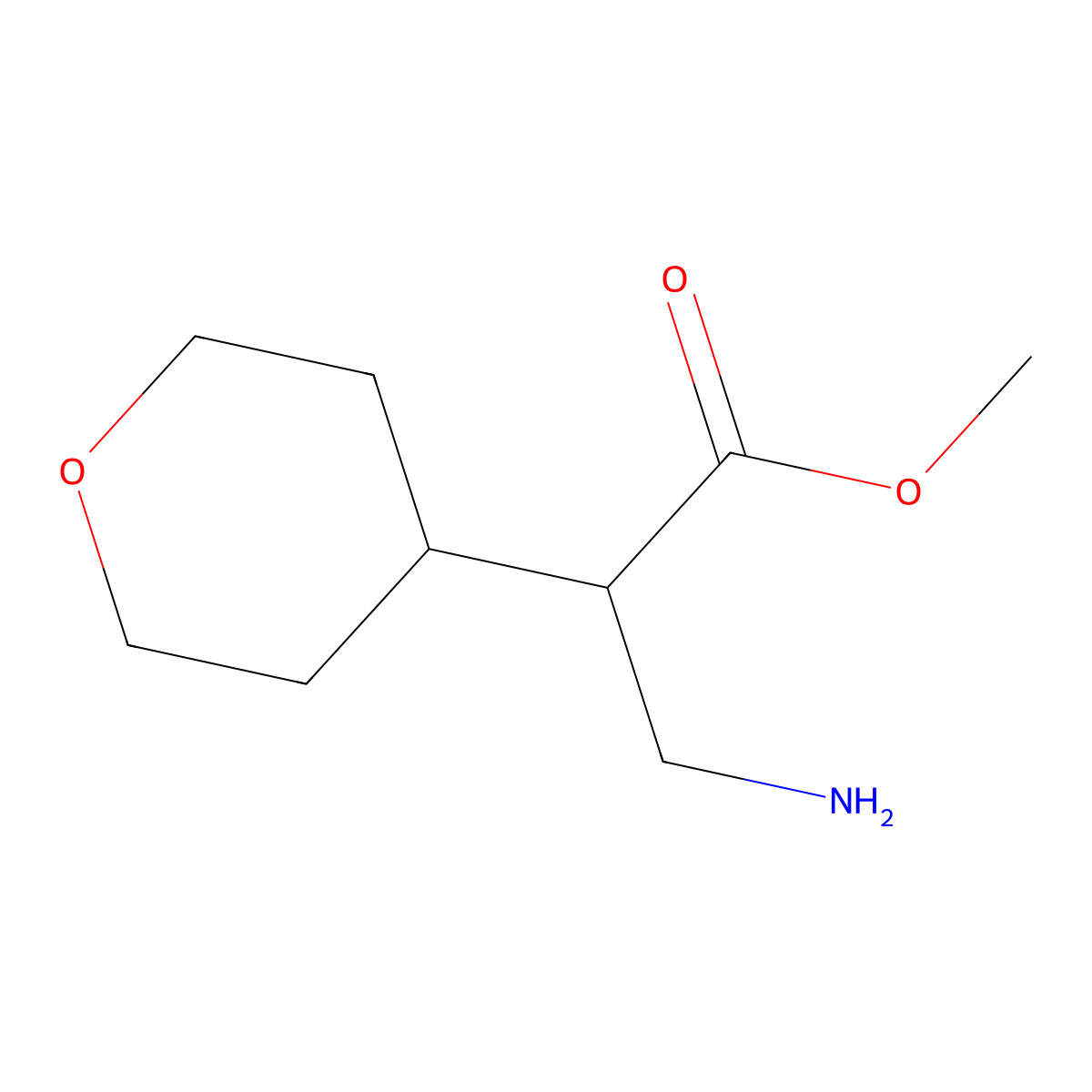 Methyl 3-amino-2-(oxan-4-yl)propanoate molecular structure, CAS 1306310-31-5