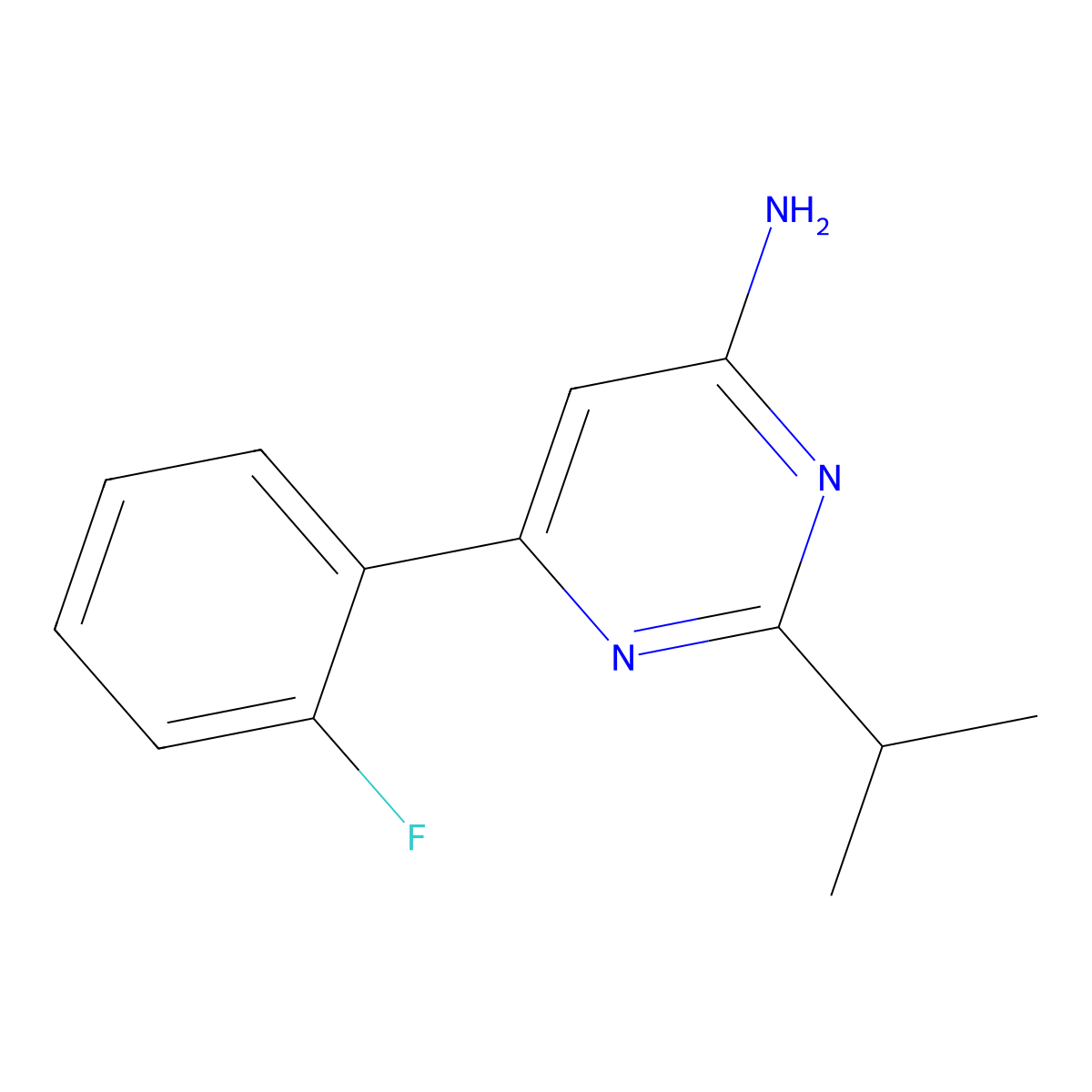 4-Amino-6-(2-fluorophenyl)-2-(iso-propyl)pyrimidine molecular structure, CAS 1306319-75-4