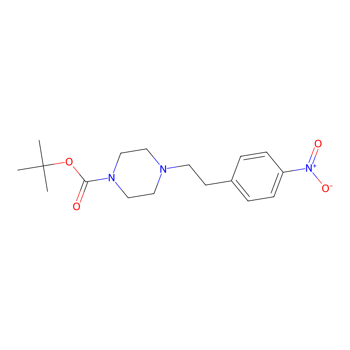 Tert-butyl 4-[2-(4-nitrophenyl)ethyl]piperazine-1-carboxylate molecular structure, CAS 130636-60-1