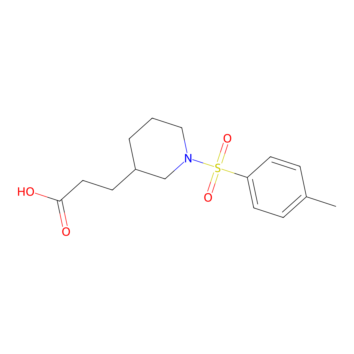 3-{1-[(4-Methylphenyl)sulfonyl]-3-piperidyl}propanoic acid molecular structure, CAS 1306360-76-8