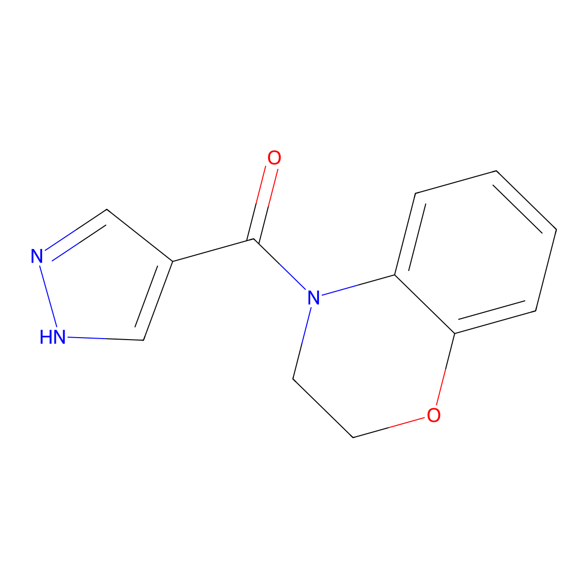 4-(1H-Pyrazole-4-carbonyl)-3,4-dihydro-2H-1,4-benzoxazine molecular structure, CAS 1306392-20-0