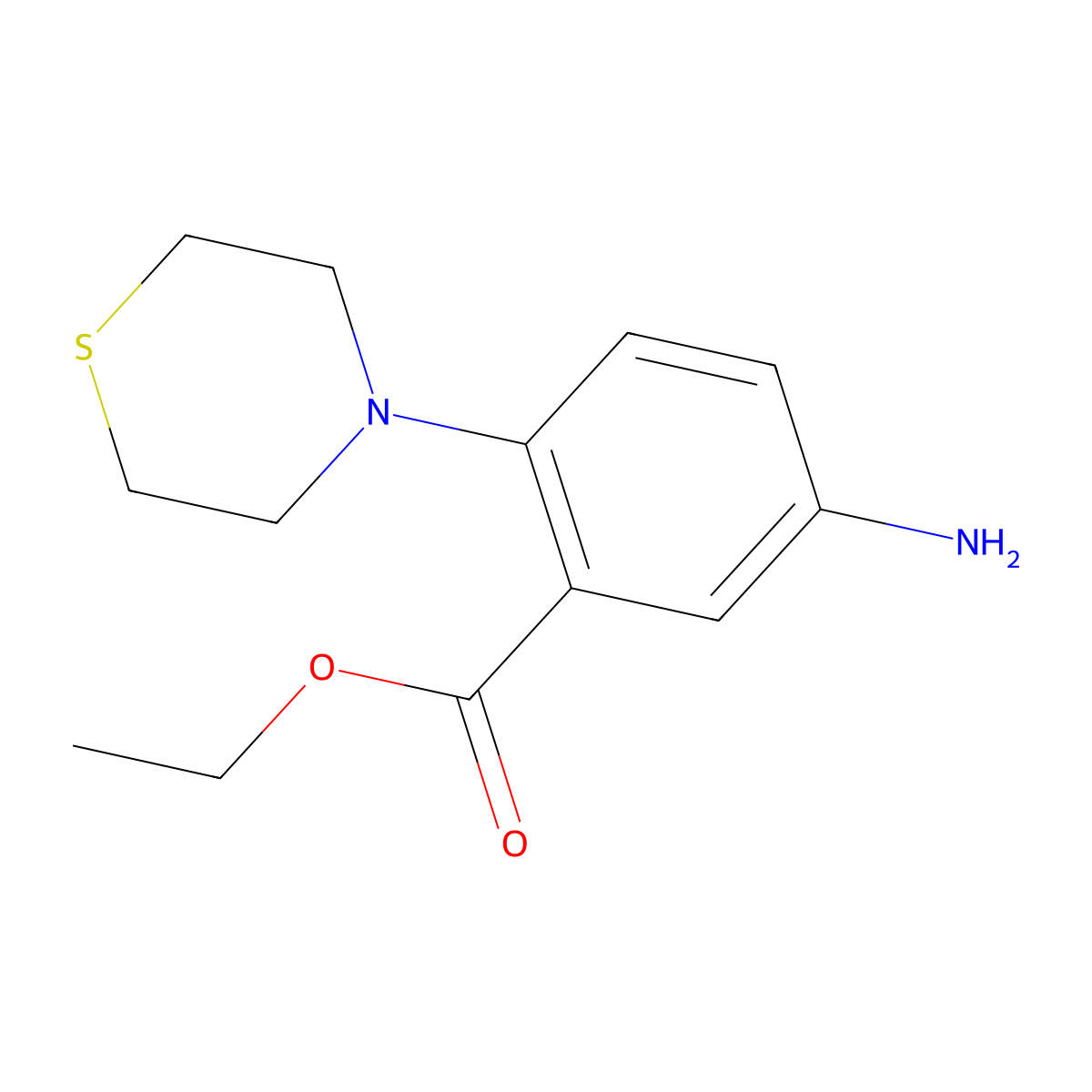 Ethyl 5-amino-2-(thiomorpholin-4-yl)benzoate molecular structure, CAS 1306396-80-4
