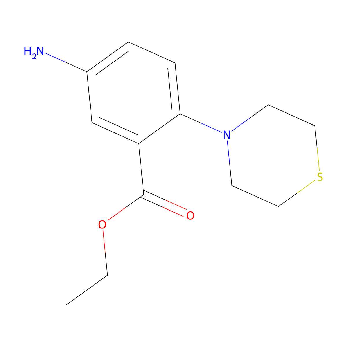 Ethyl 5-amino-2-(thiomorpholin-4-yl)benzoate molecular structure, CAS 1306396-80-4