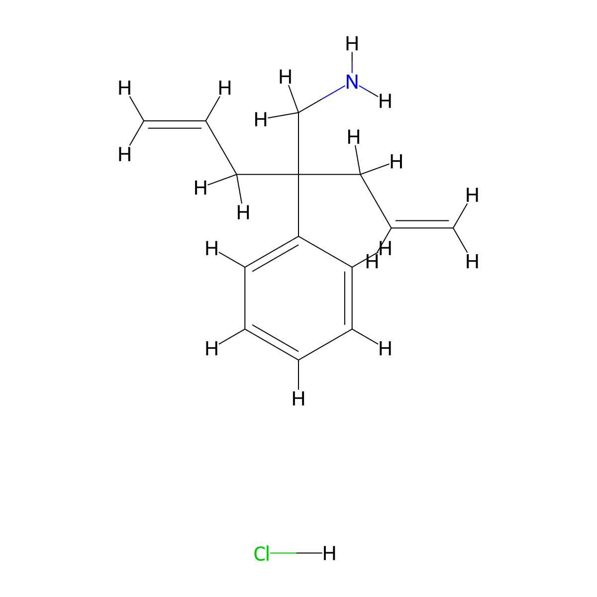 Phenethylamine, beta,beta-diallyl-, hydrochloride molecular structure, CAS 13064-18-1