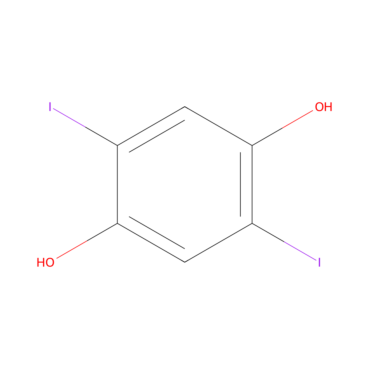 2,5-Diiodobenzene-1,4-diol molecular structure, CAS 13064-64-7