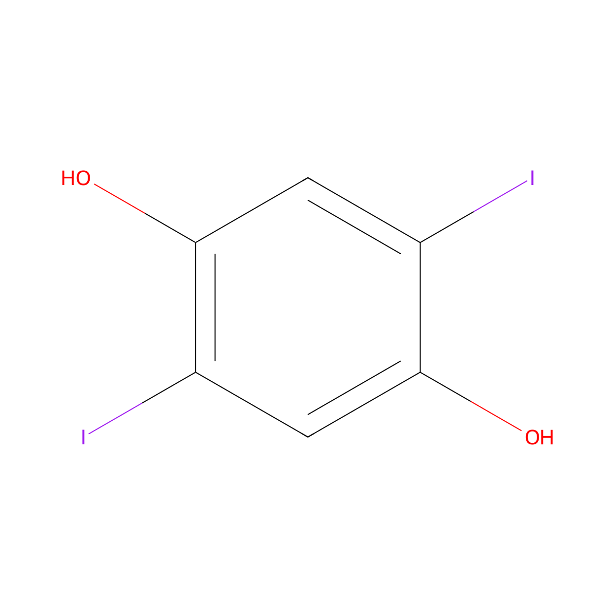2,5-Diiodobenzene-1,4-diol molecular structure, CAS 13064-64-7