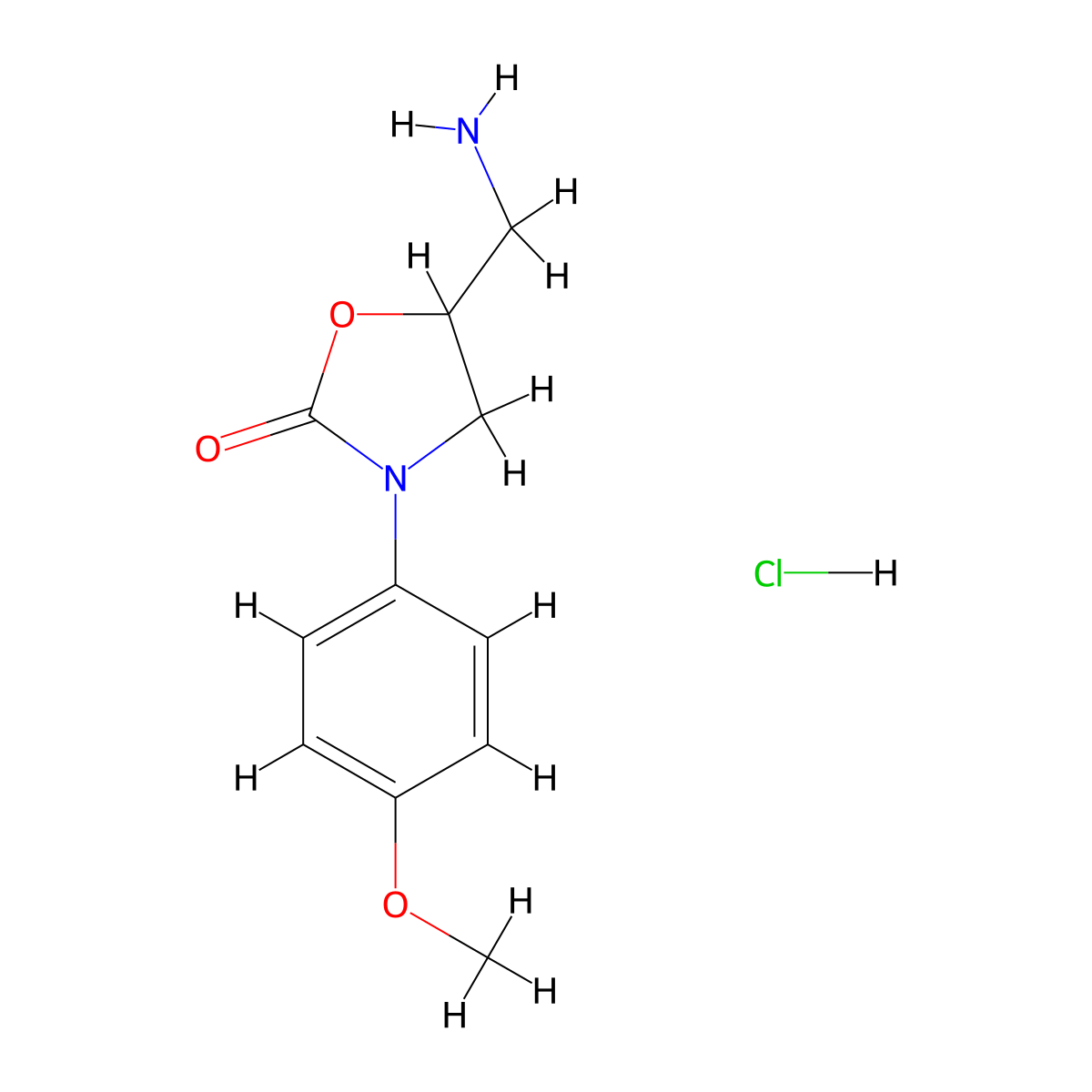 5-(Aminomethyl)-3-(4-methoxyphenyl)-1,3-oxazolidin-2-one hydrochloride molecular structure, CAS 130641-96-2