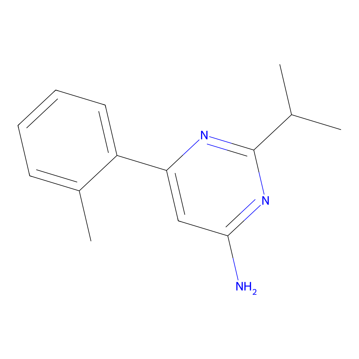 4-Amino-2-(iso-propyl)-6-(2-tolyl)pyrimidine molecular structure, CAS 1306432-80-3