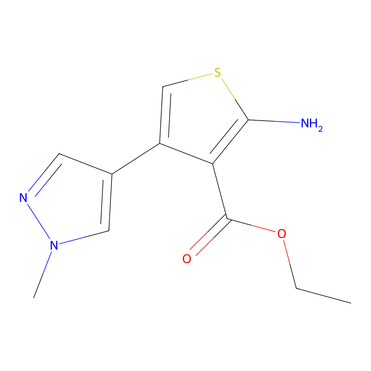 ethyl 2-amino-4-(1-methyl-1H-pyrazol-4-yl)thiophene-3-carboxylate molecular structure, CAS 1306466-20-5