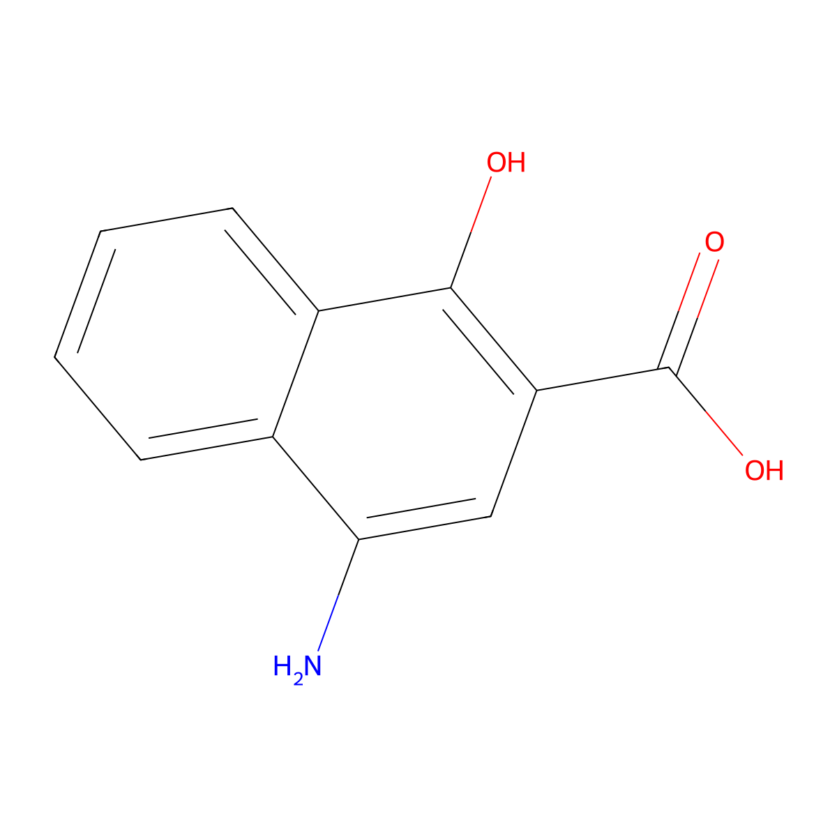 4-Amino-1-hydroxy-2-naphthoic acid molecular structure, CAS 13065-87-7