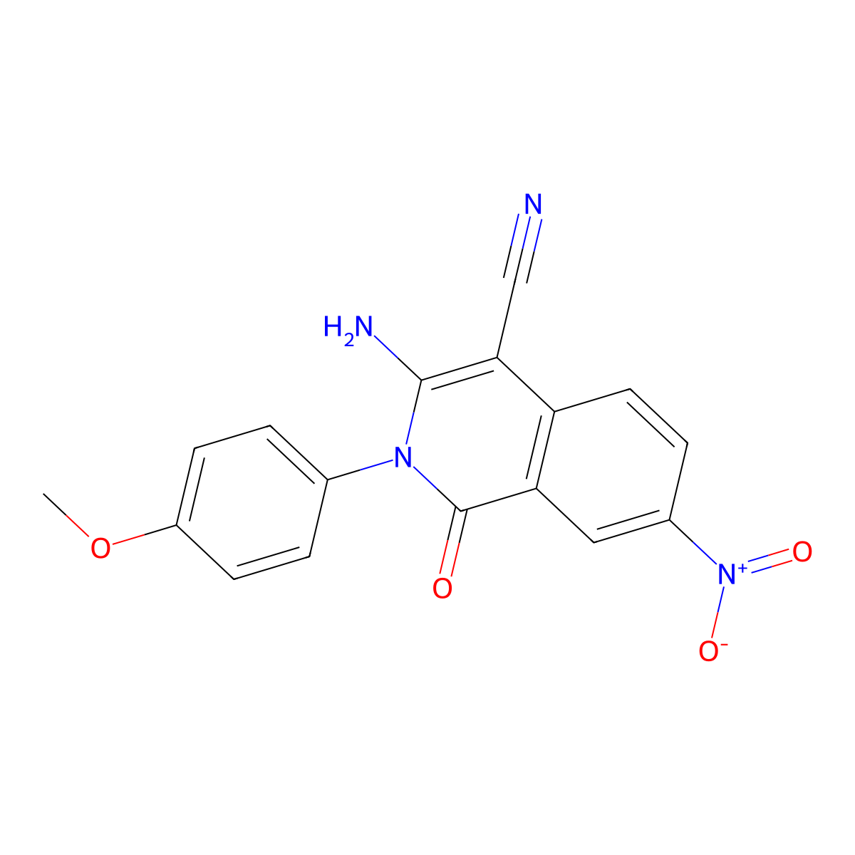 3-Amino-2-(4-methoxyphenyl)-7-nitro-1-oxo-4-isoquinolinecarbonitrile molecular structure, CAS 130651-67-1