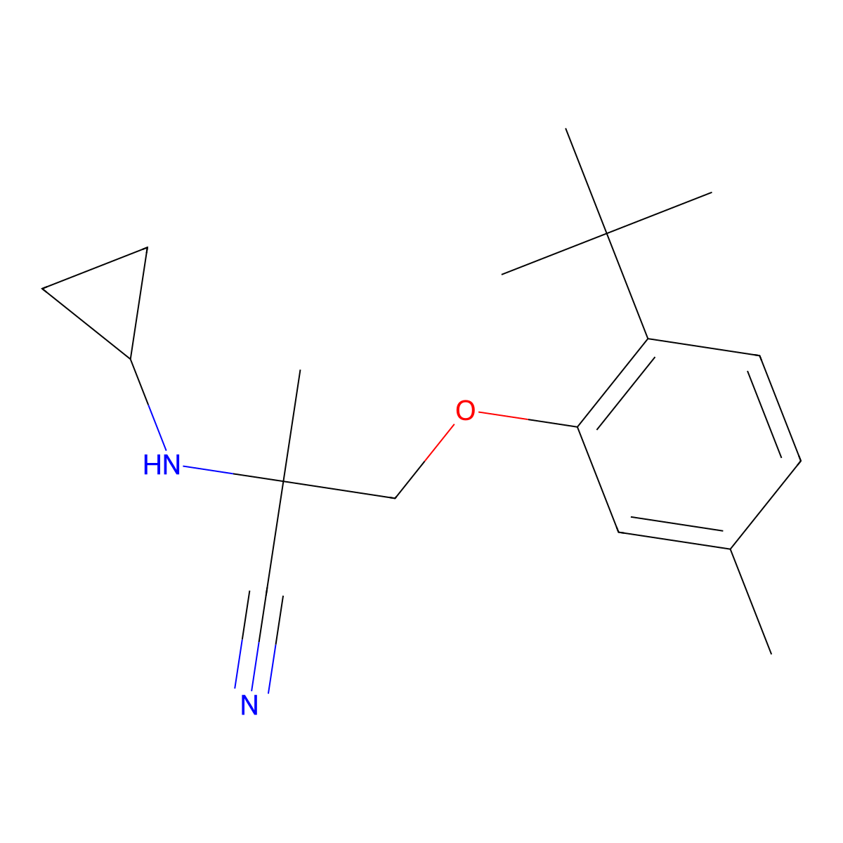 3-(2-Tert-butyl-5-methylphenoxy)-2-(cyclopropylamino)-2-methylpropanenitrile molecular structure, CAS 1306548-98-0