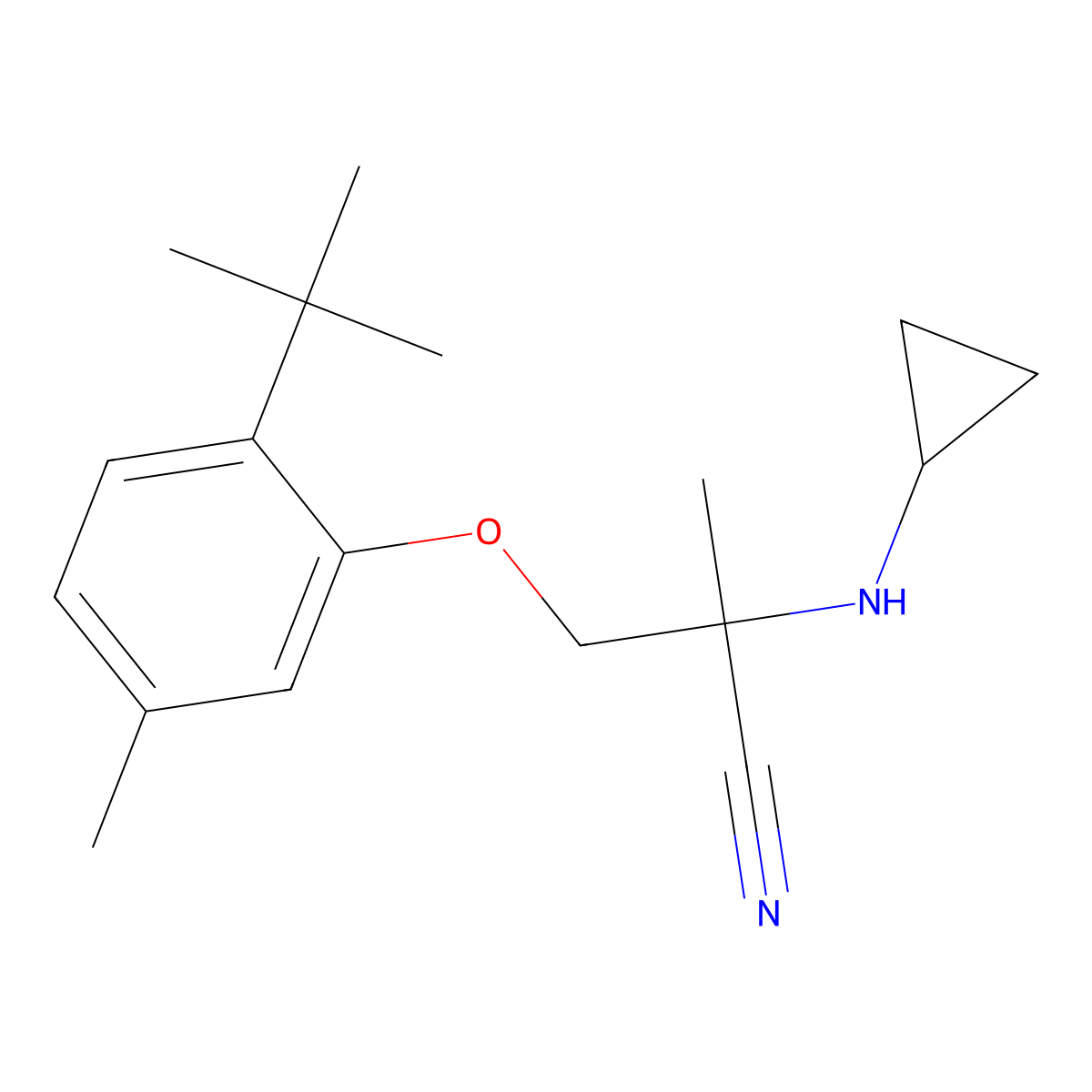3-(2-Tert-butyl-5-methylphenoxy)-2-(cyclopropylamino)-2-methylpropanenitrile molecular structure, CAS 1306548-98-0