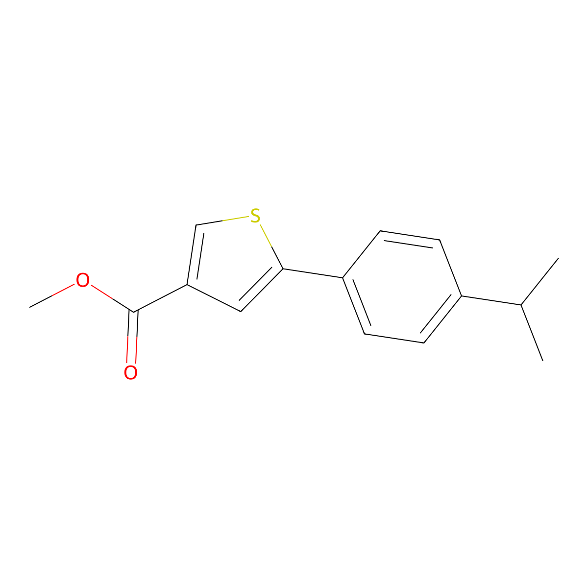 Methyl 5-[4-(1-methylethyl)phenyl]-3-thiophenecarboxylate molecular structure, CAS 130655-96-8