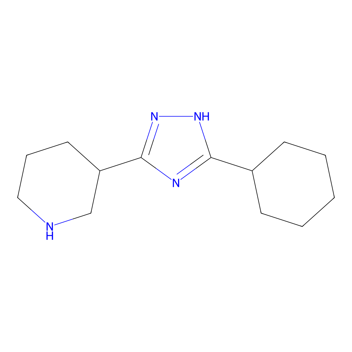 3-(5-cyclohexyl-1H-1,2,4-triazol-3-yl)piperidine molecular structure, CAS 1306558-43-9