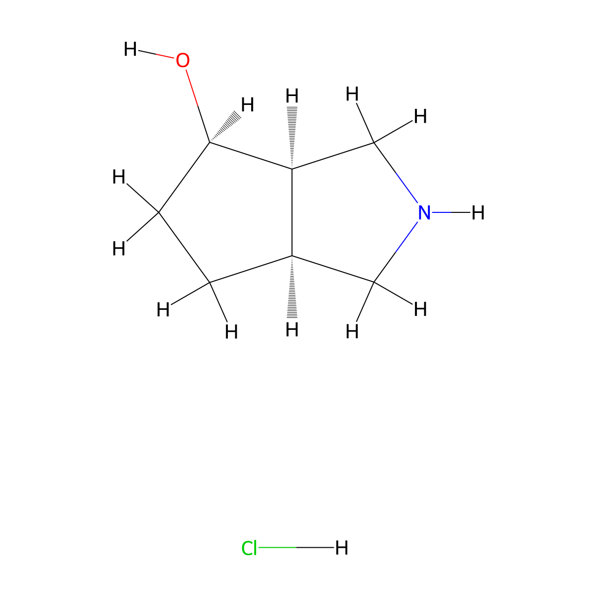 (3aR,4R,6aS)-rel-octahydrocyclopenta[c]pyrrol-4-ol hydrochloride molecular structure, CAS 130657-47-5