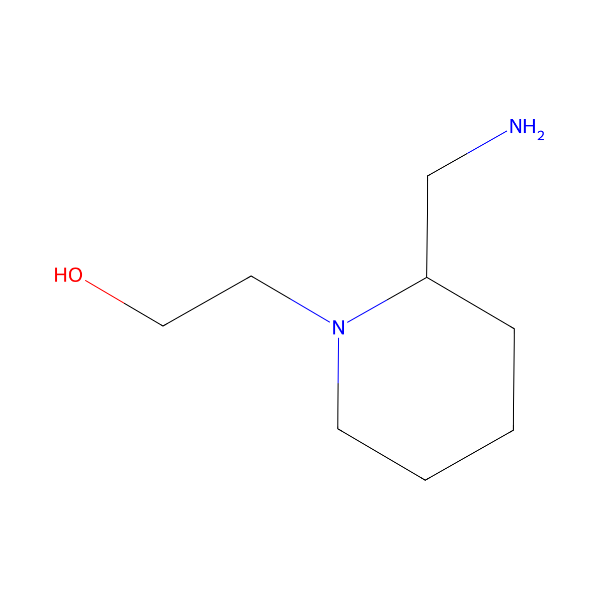 2-[2-(Aminomethyl)piperidin-1-yl]ethan-1-ol molecular structure, CAS 1306571-74-3