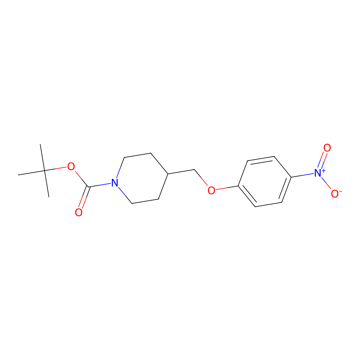 Tert-butyl 4-((4-nitrophenyloxy)methyl)piperidine-1-carboxylate molecular structure, CAS 130658-69-4