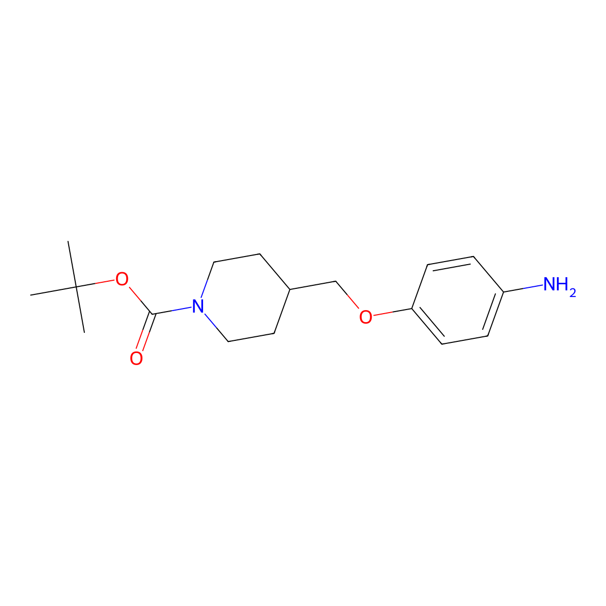 Tert-butyl 4-((4-aminophenoxy)methyl)piperidine-1-carboxylate molecular structure, CAS 130658-70-7