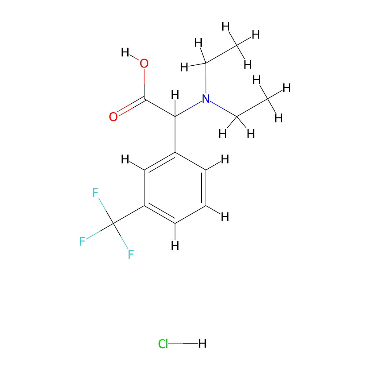 2-(Diethylamino)-2-[3-(trifluoromethyl)phenyl]acetic acid hydrochloride molecular structure, CAS 1306602-92-5